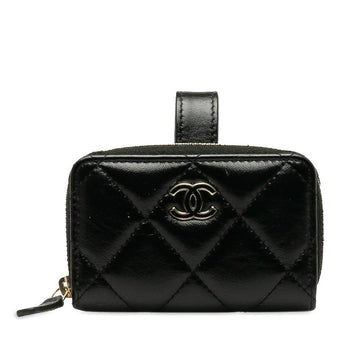 Chanel Matrace Coincase  Cocktail Belt Black Leather  CHANEL