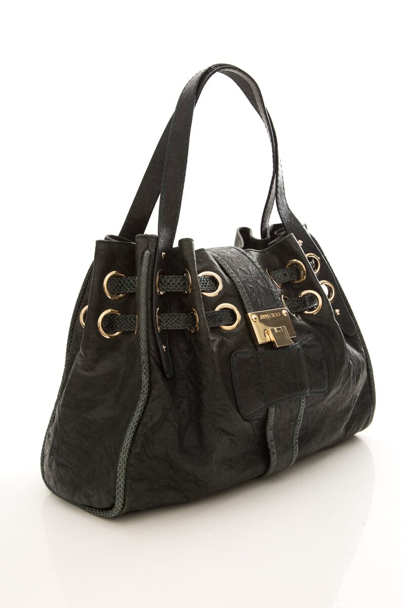 Jimmy Choo Green Watersnake Leather Shoulder Bag