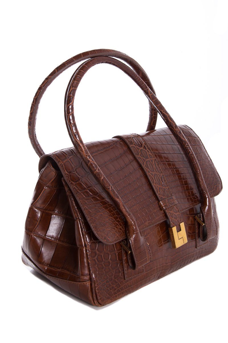 Lambertson Truex Brown Alligator Shoulder Bag