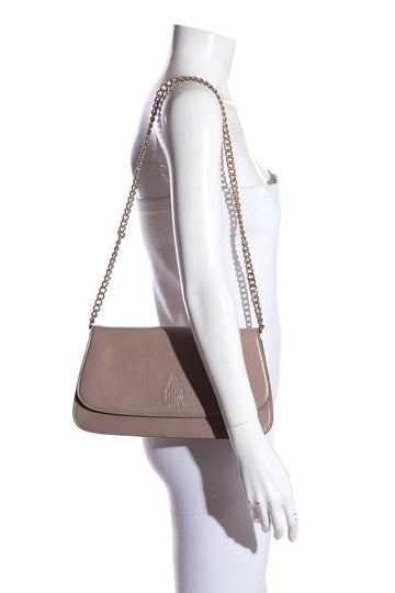 Mark Cross Taupe Clutch with Shoulder Chain