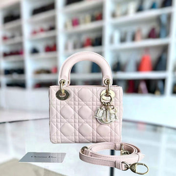 *Adjustable Strap* Lady Mini Cannage Lambskin Sakura Pink GHW