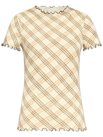 Burberry Burberry Top With Check Pattern, Women's, Beige