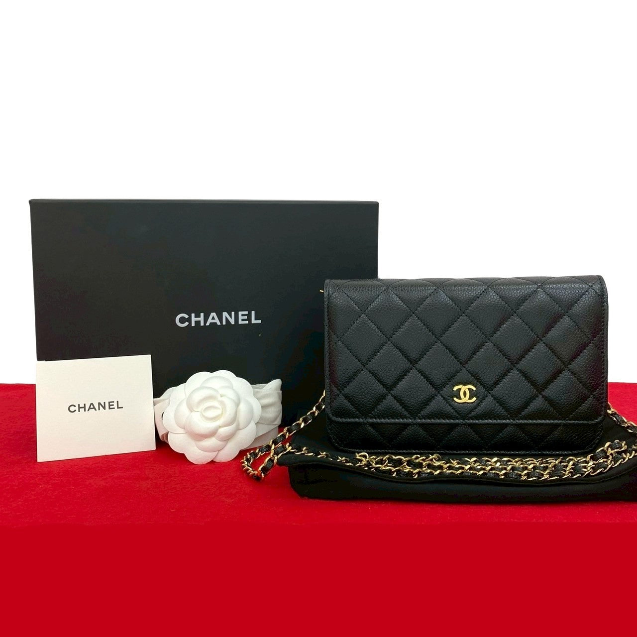 Chanel Matelassé Caviar Skin 2way Wallet on Chain