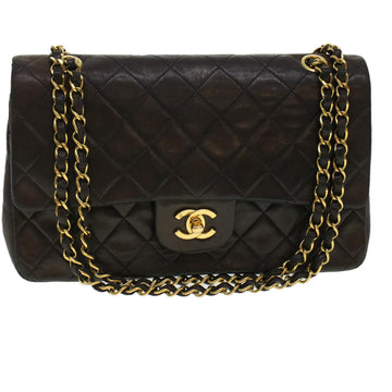 Top Quality Chanel Matelasse Turn Lock Chain Shoulder Bag Lamb Skin Black CC Auth am4540