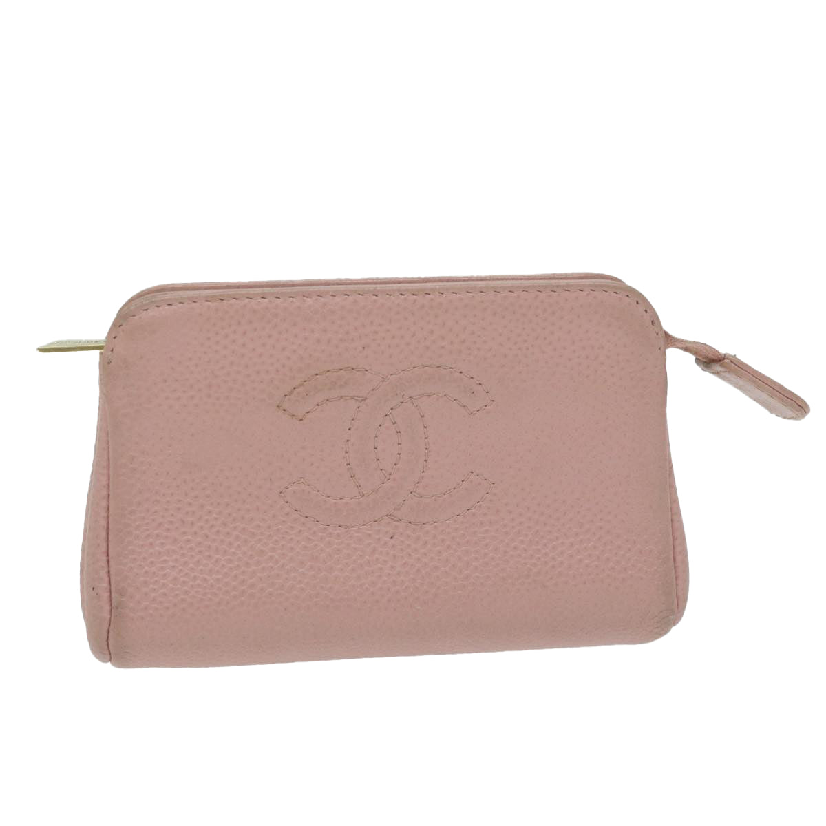 Top Quality Chanel Cosmetic Pouch Caviar Skin Pink CC Auth am5668