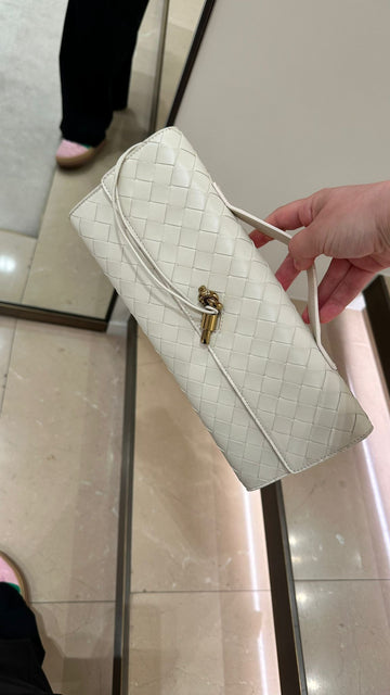 Bottega Veneta Andiamo Long Leather Clutch (Sea Salt)