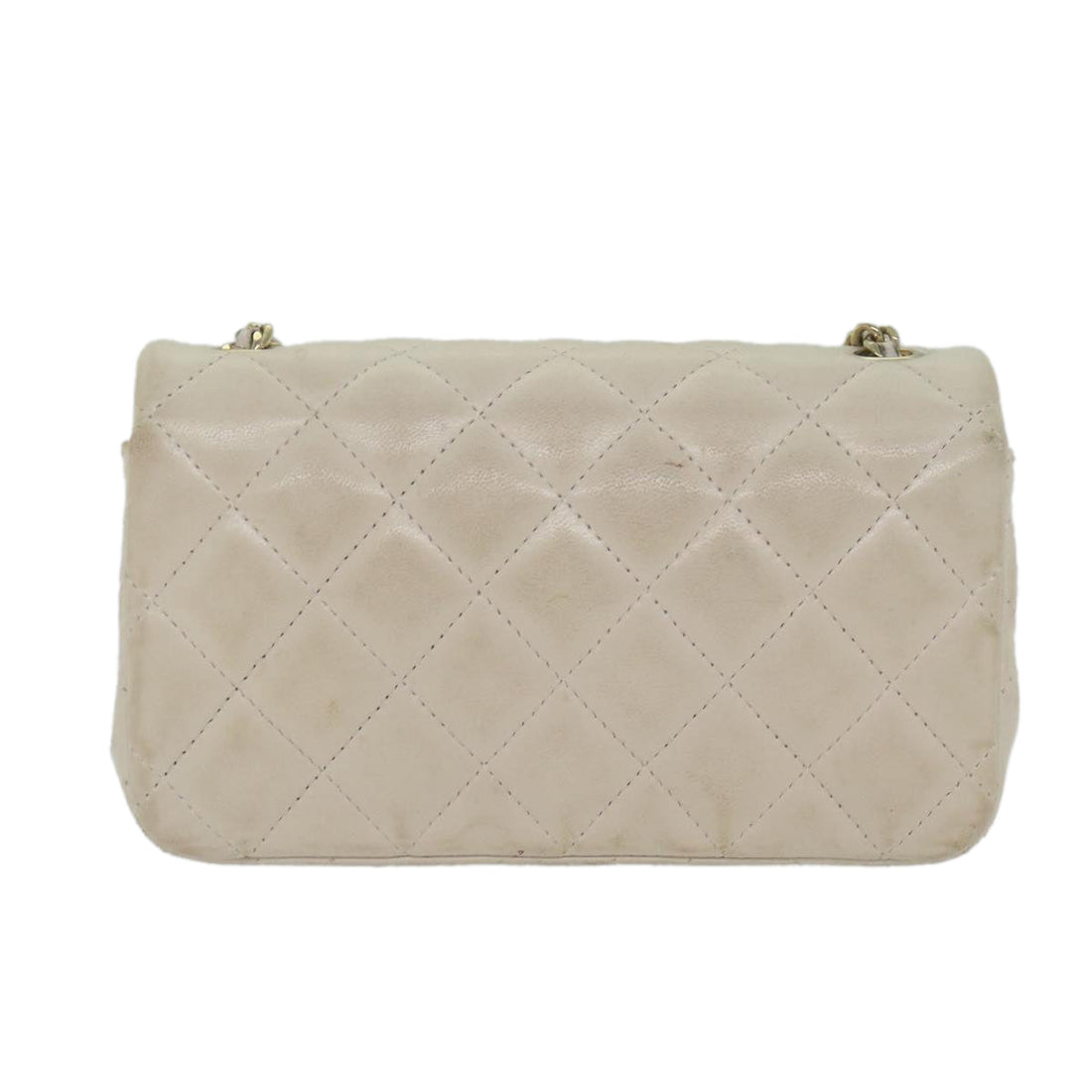 Top Quality Chanel Mini Matelasse Turn Lock Shoulder Bag Lamb Skin Beige CC Auth ar10895A