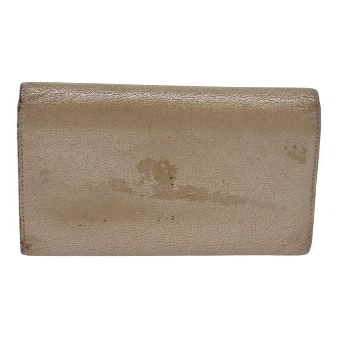 Top Quality Chanel COCO Mark Wallet Leather Beige Silver CC Auth ar12390