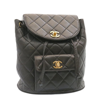 Top Quality Chanel Matelasse Backpack Leather Black Gold Tone CC Auth ar4662A
