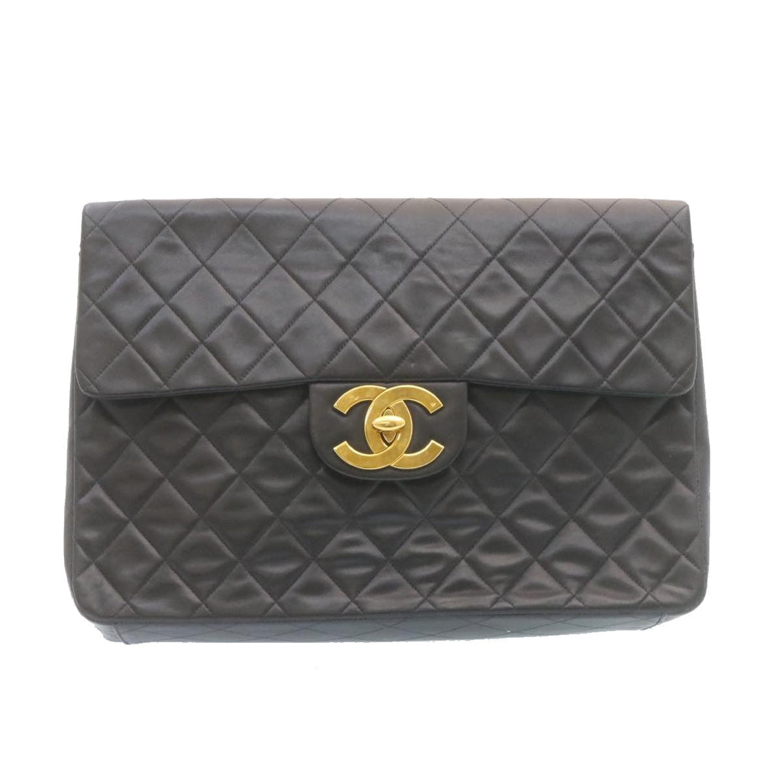 Top Quality Chanel Deca Matelasse Turn Lock Chain Shoulder Bag Lamb Skin Black CC ar5950A