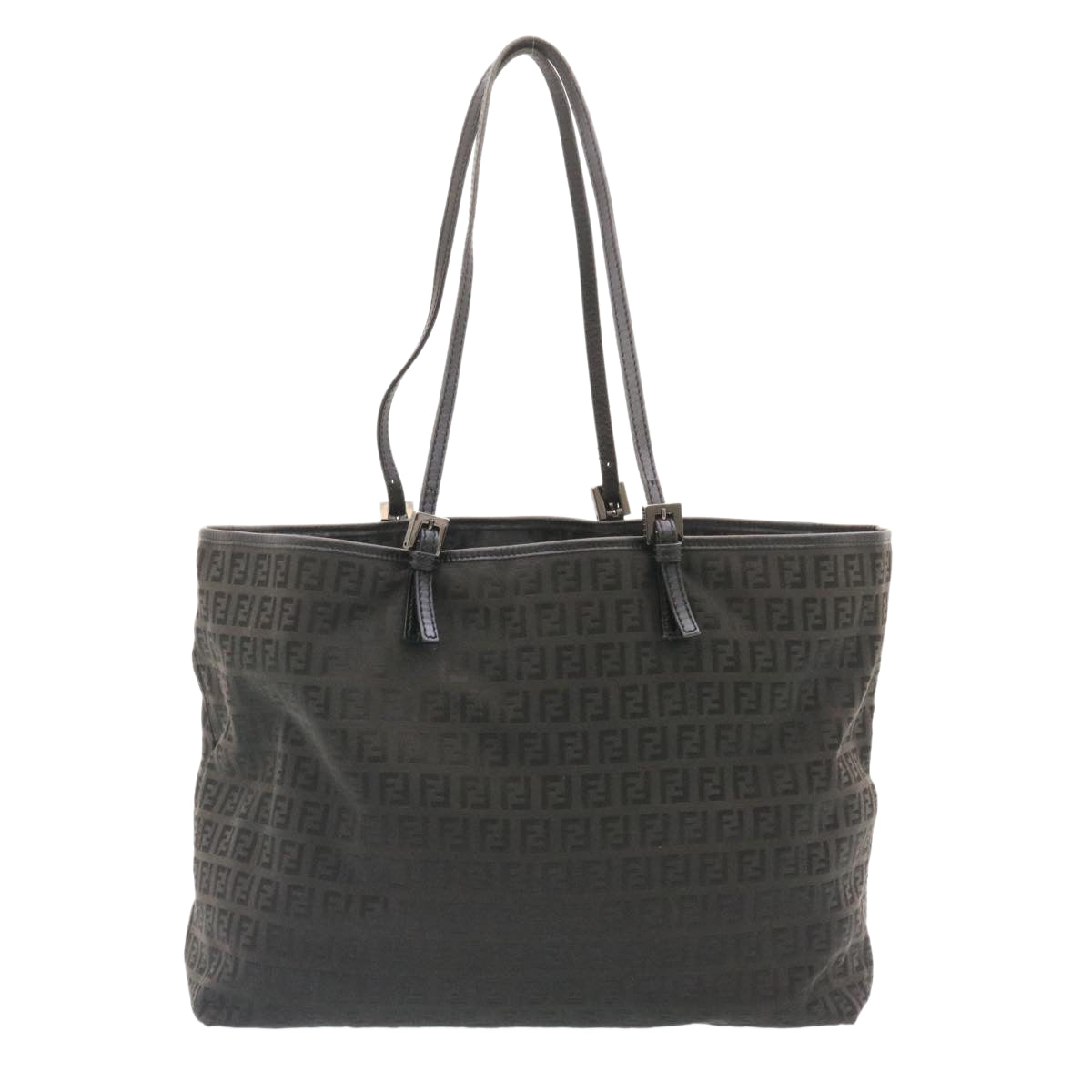 FENDI Zucchino Canvas Tote Bag Black Auth ar6460