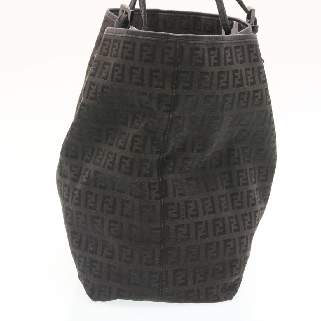 FENDI Zucchino Canvas Tote Bag Black Auth ar6460