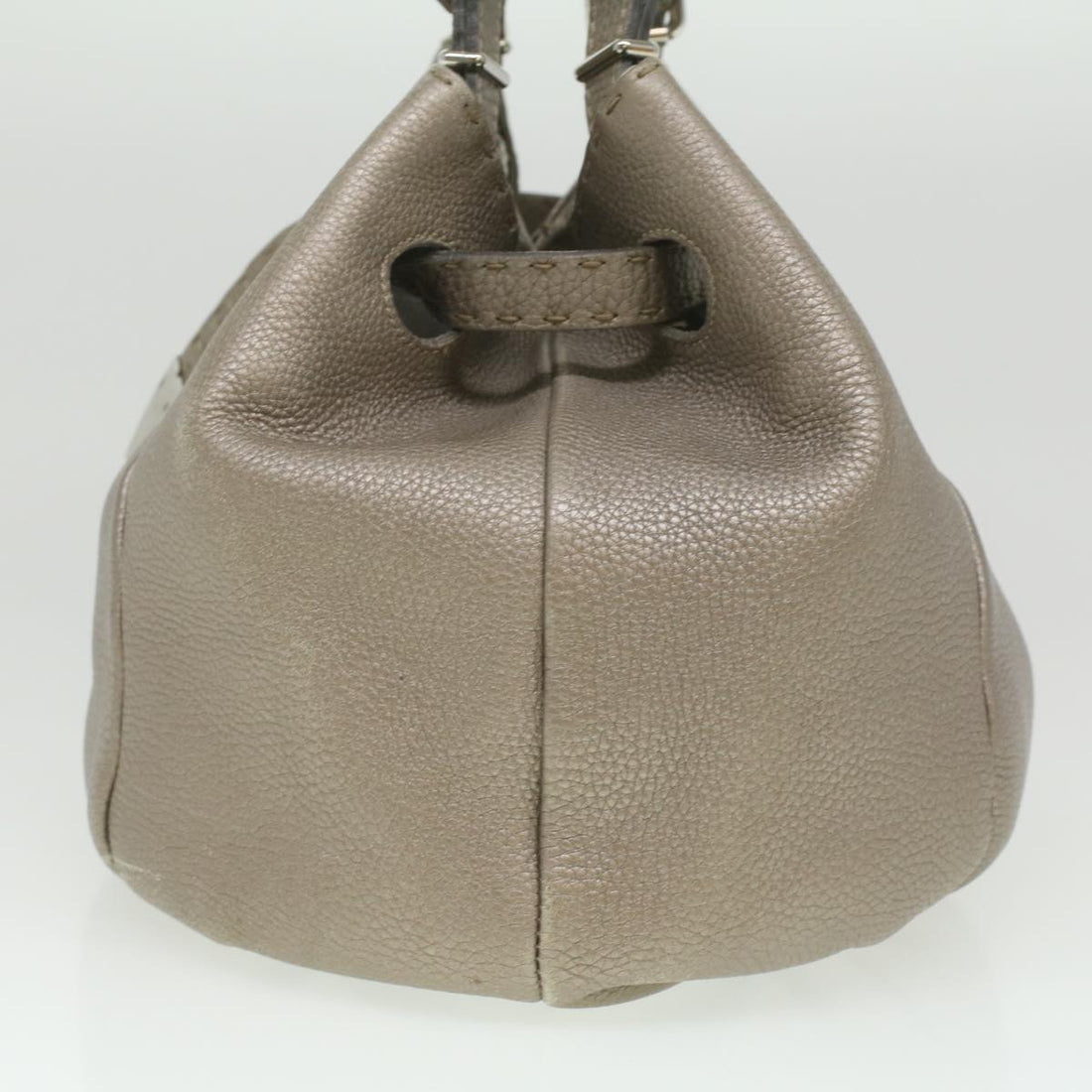 FENDI Celeria Tote Bag Leather Silver  ar8876