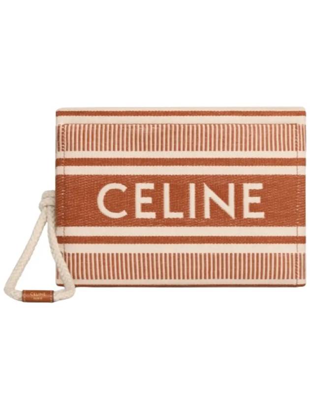 CELINE Striped Textile Thais Pouch Sienna