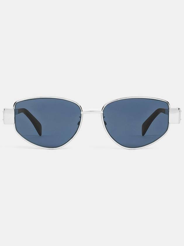 CELINE Eyewear Triomphe Metal 04 Cat-Eye Sunglasses Silver Blue