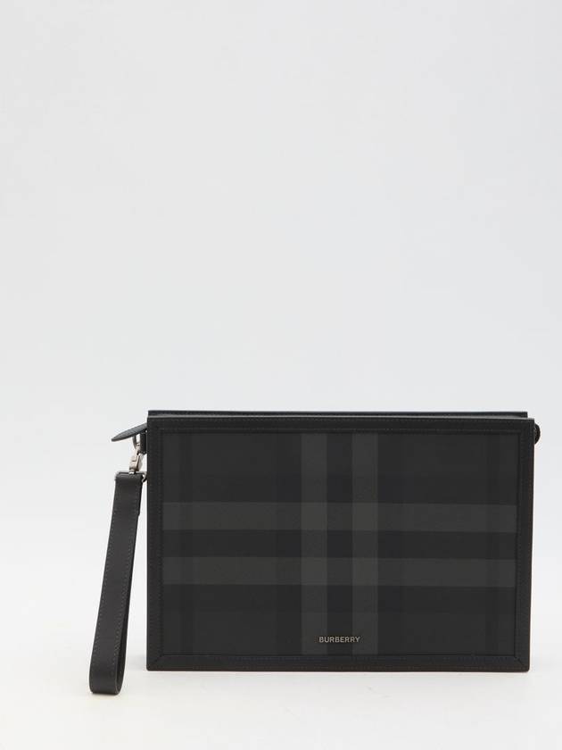 Burberry Check Small Logo Clutch Bag Black