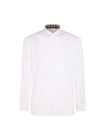 Burberry Plain Cotton Long Sleeve Shirt White