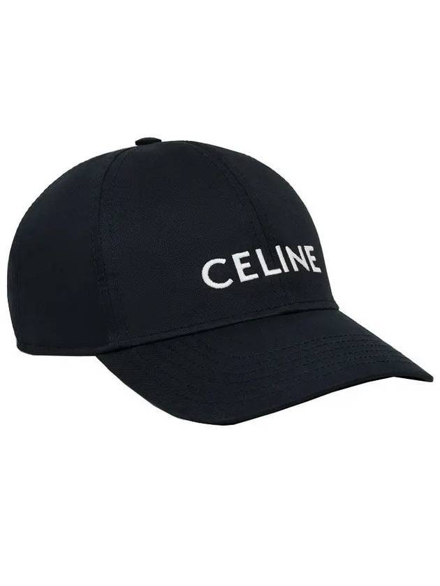 CELINE Embroidered Logo Cotton Ball Cap Black