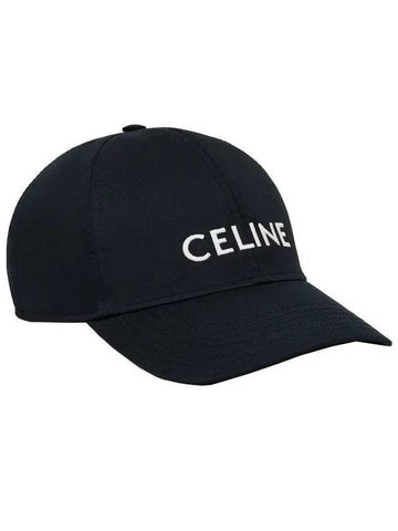 CELINE Embroidered Logo Cotton Ball Cap Black