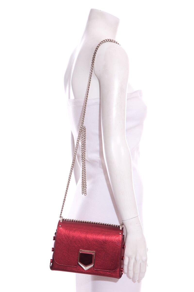 Jimmy Choo Red Lockett City Shoulder Bag