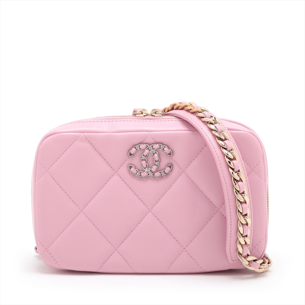 Chanel 19  Chain Shoulder Bag Pink G x Silver Gold AP2728