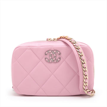 Chanel 19  Chain Shoulder Bag Pink G x Silver Gold AP2728