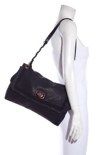 Lanvin Navy Leather Shoulder Bag