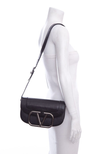 Valentino Black SuperVee Leather Handbag