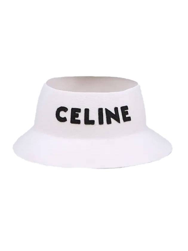 CELINE Cloche Felt Bucket Hat Off White