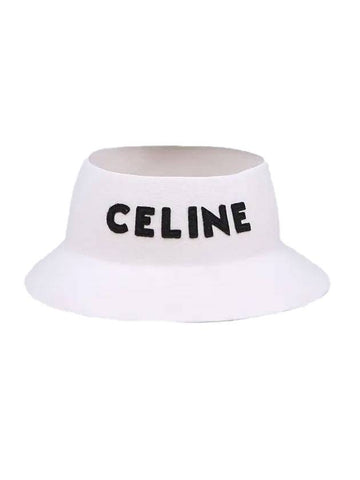 CELINE Cloche Felt Bucket Hat Off White