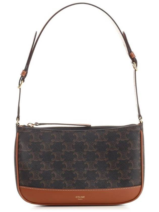 CELINE Triomphe Canvas Calfskin Shoulder Bag Tan