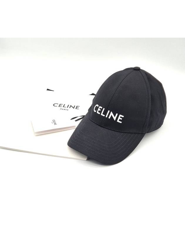 CELINE Embroidered Logo Cotton Ball Cap Black