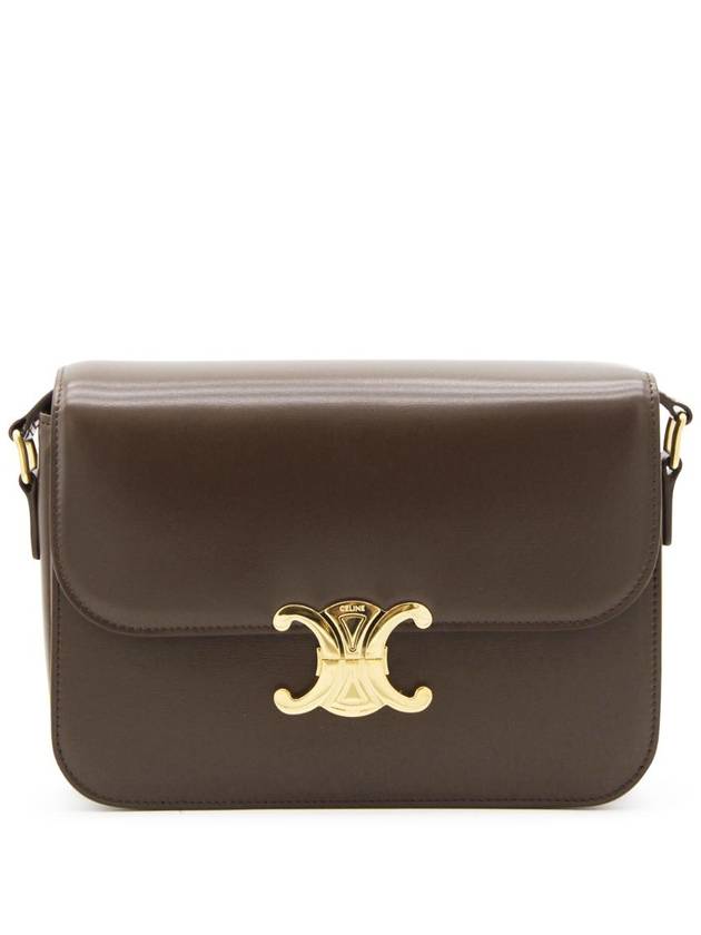 CELINE ClassiqueTriomphe Shiny Calfskin Shoulder Bag Glazed Brown