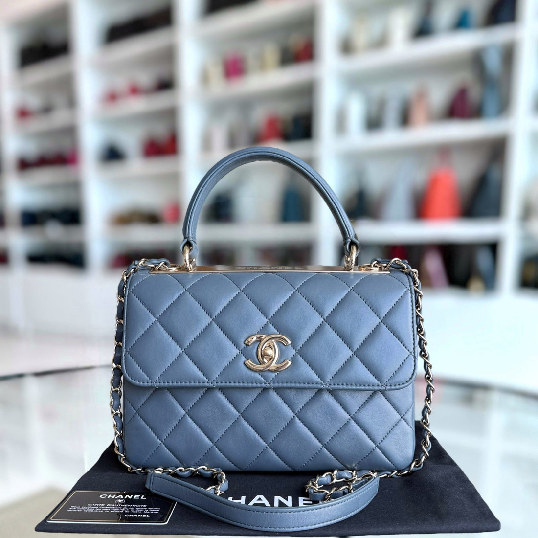 Chanel Trendy CC Small - Quilted Lambskin Haze Blue Gold Hardware Series 26