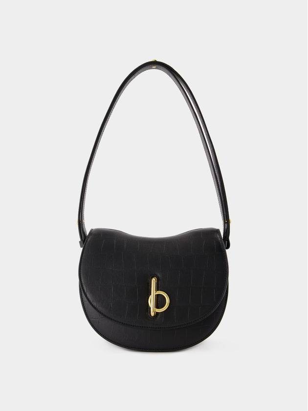 Burberry Rocking Horse Crocodile Effect Small Cross Bag Black