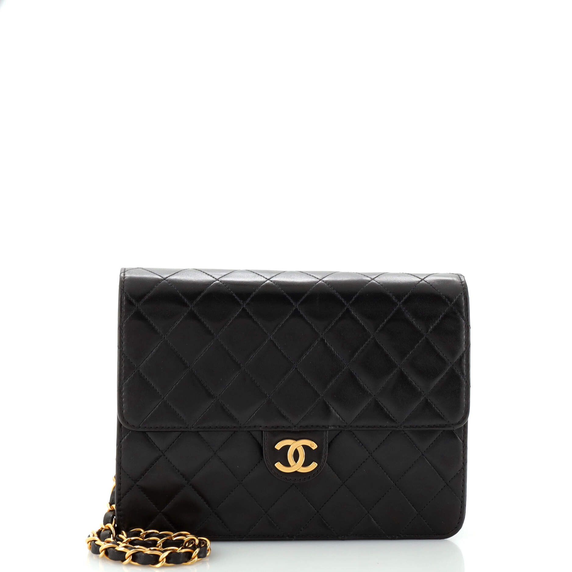 CHANEL Vintage Clutch with Chain Quilted Leather Small