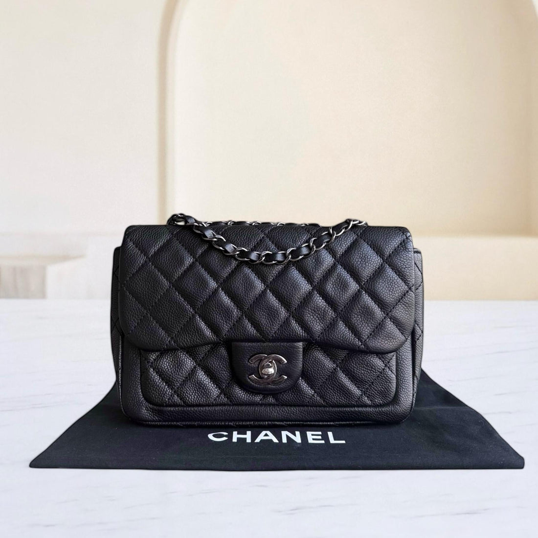 Chanel Seasonal Flap - 24CM Caviar Grained Calfskin Black Silver Hardware Series 18