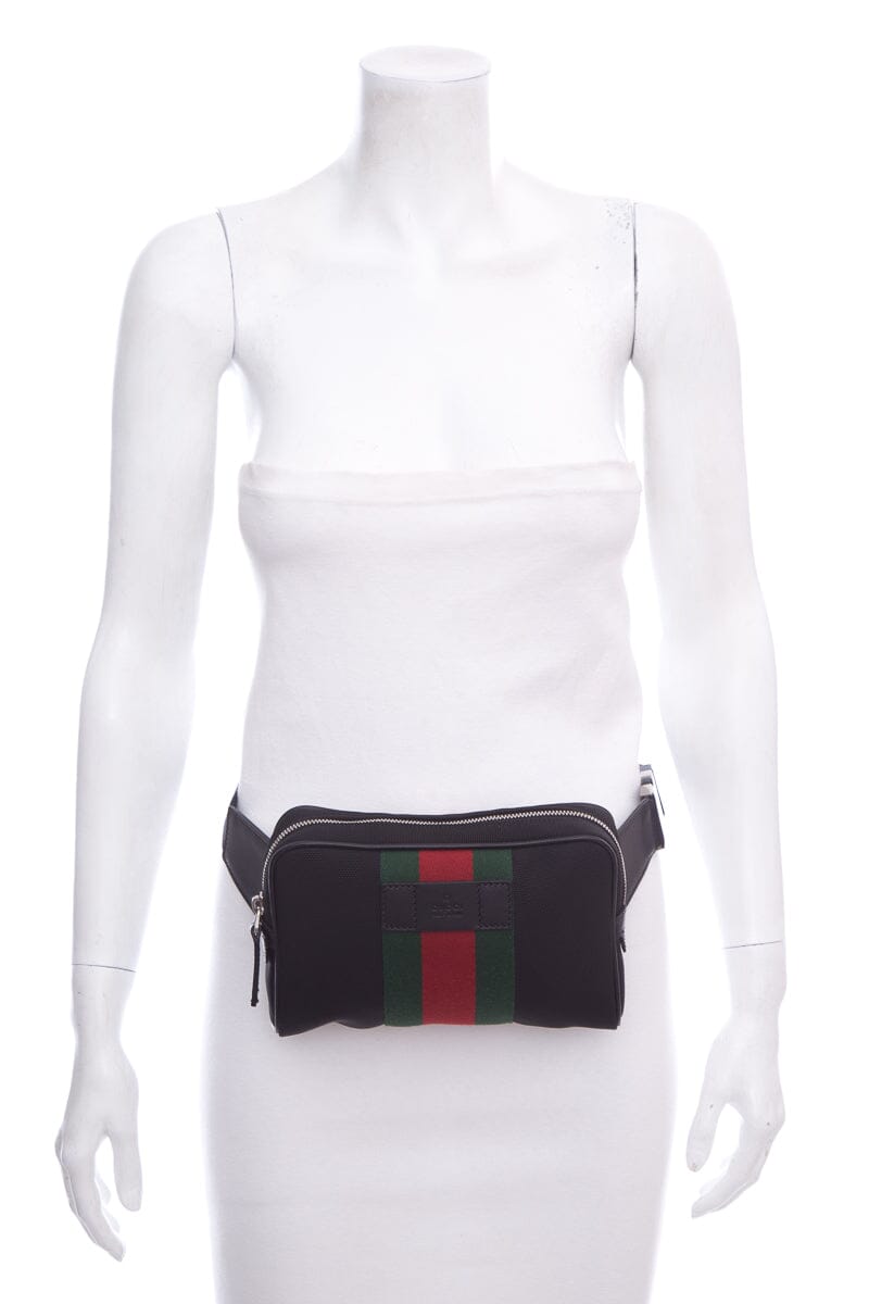 Gucci Web Zip Around Black Belt Bag