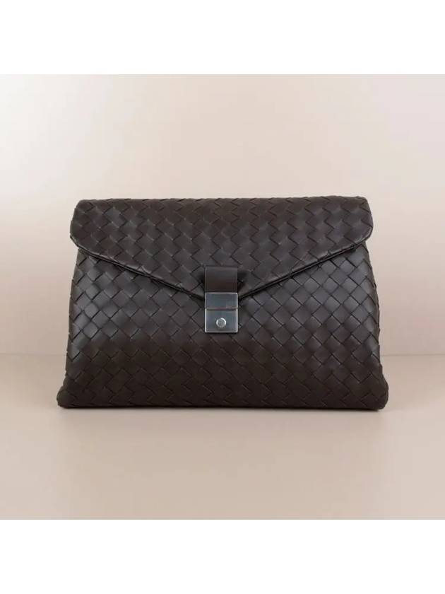 Bottega Veneta Calfskin Clutch Bag Brown