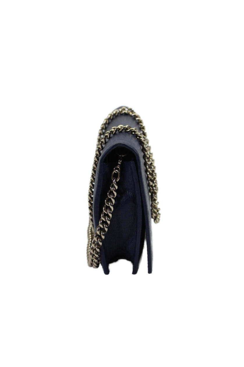 Gucci Womens Navy Blue Betty Leather Flap Card Holder Clutch Crossbody Bag Handbag