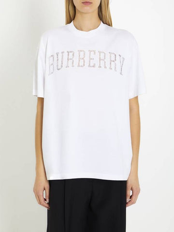 Burberry Lace Logo Cotton Oversized Short Sleeve T-Shirt White