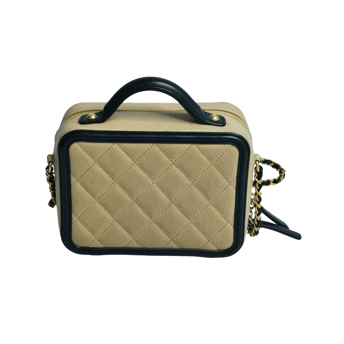 Nude/Black CC Quilted Filigree Vanity Case