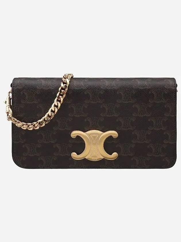 CELINE Multi Pochette In Triomphe Canvas Calfskin Tan Shoulder Bag