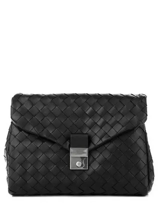Bottega Veneta Intrecciato Document Clutch Bag Black