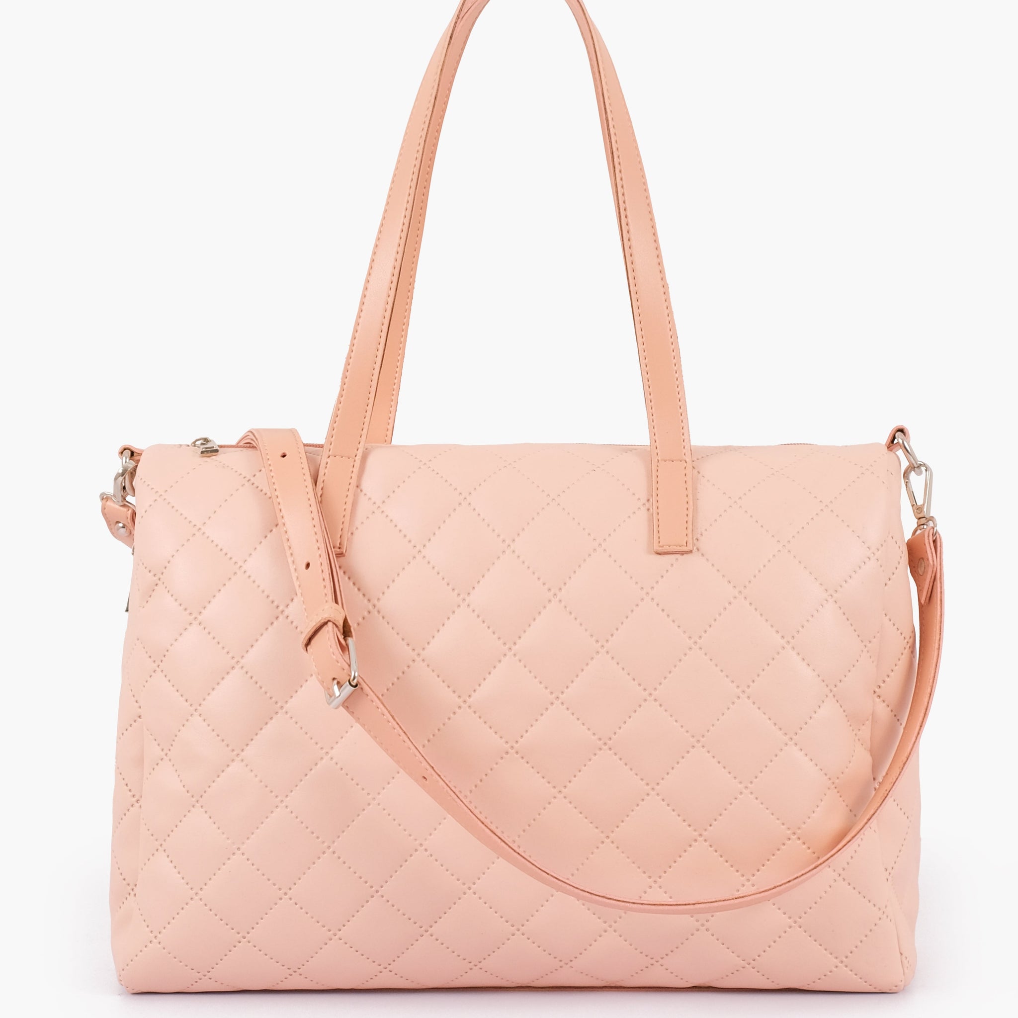 Baby pink quilted carryall Tote Bags