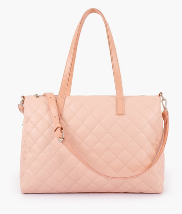 Baby pink quilted carryall Tote Bags
