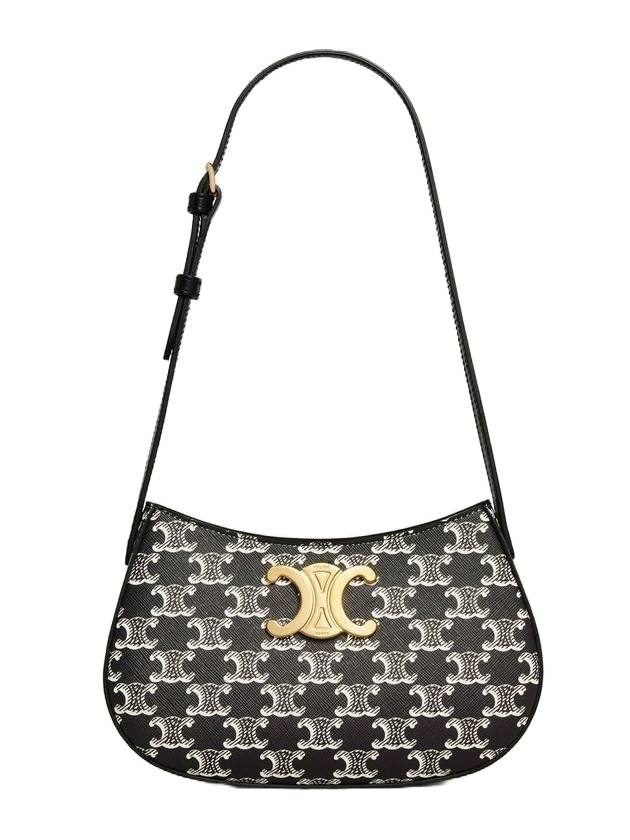 CELINE Medium Tilly Triomphe Canvas Two-Tone Shoulder Bag Black