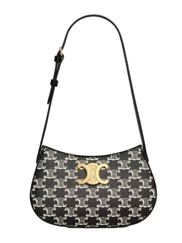 CELINE Medium Tilly Triomphe Canvas Two-Tone Shoulder Bag Black