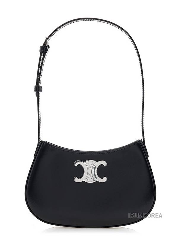 CELINE Tilly Medium Shiny Calfskin Shoulder Bag Silver Black