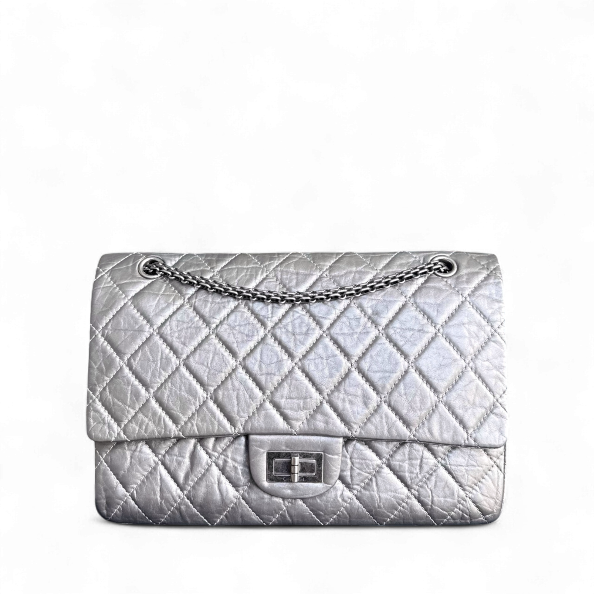 Chanel 2.55 Reissue 227 Large - Quilted Aged Calfskin Silver Ruthenium Silver Hardware Series 14